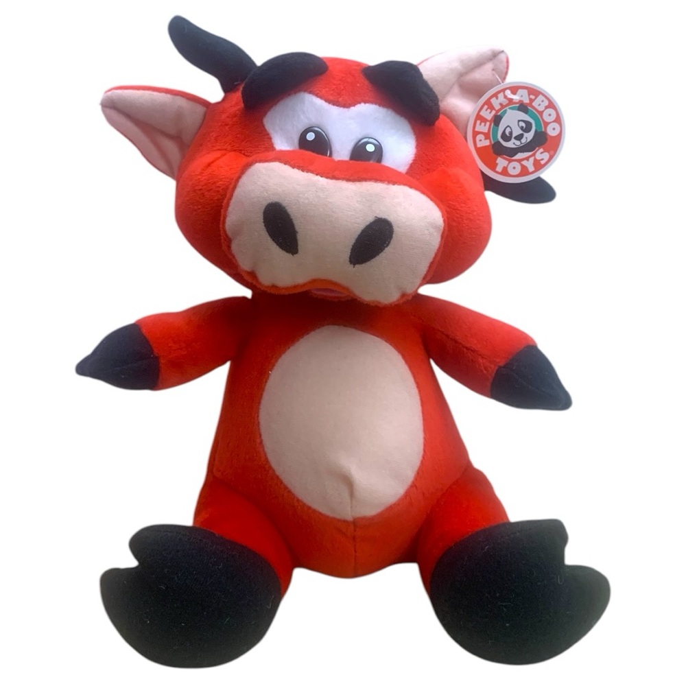 Peek A Boo Toys Ferdinand Red Bull Plush Stuffed Animal 12”
